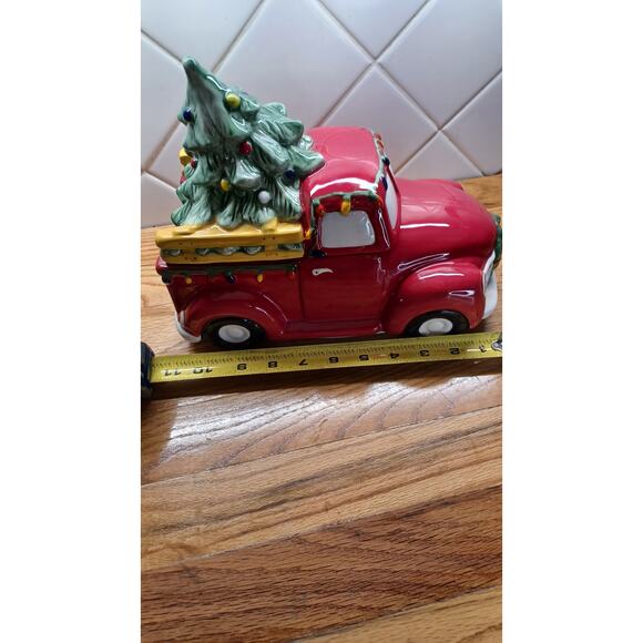 Blue Sky‎ Clayworks Ceramic Red Christmas Truck Candy Dish Cookie Jar - Picture 8 of 9